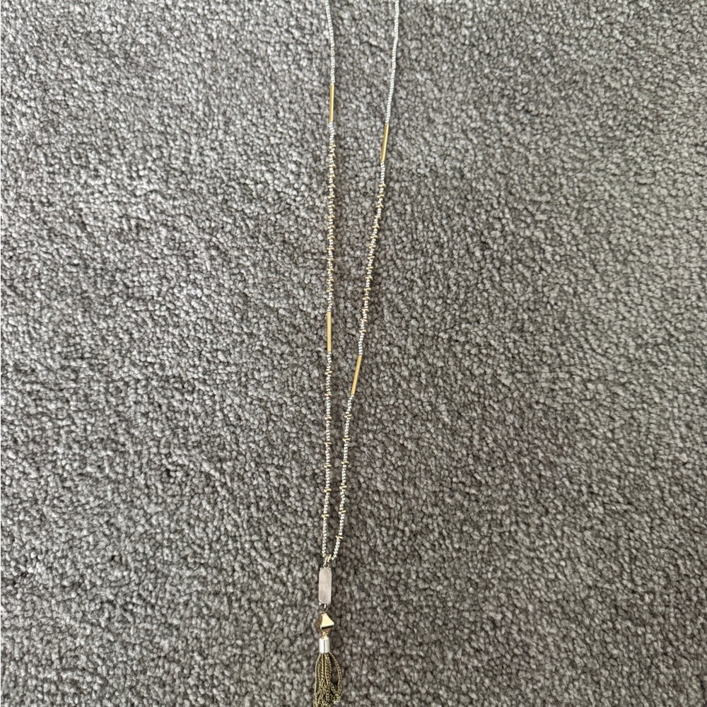 Elegant Silver and Gold Tassel Necklace